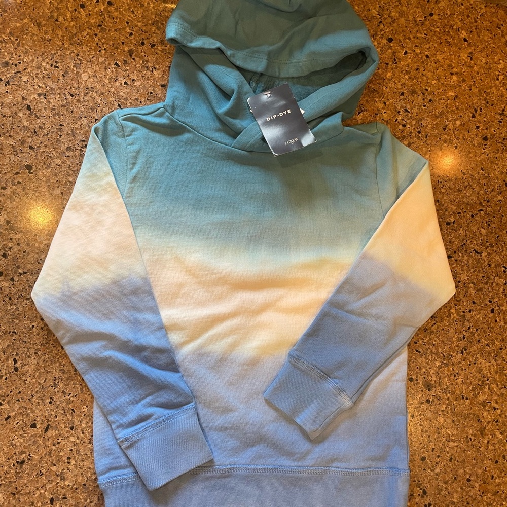 NEW Crewcuts Teal Dip-Dye Hoodie Size XS (4-5)